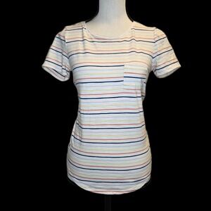 Gap XS Multicolor Striped V-Neck Short Sleeve Tee